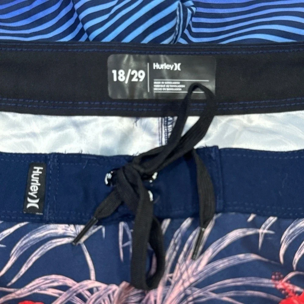 Hurley‎ Boys Floral Stripe Swim Trunks Surf Skater Coastal Size 18 Waist 29 NWT